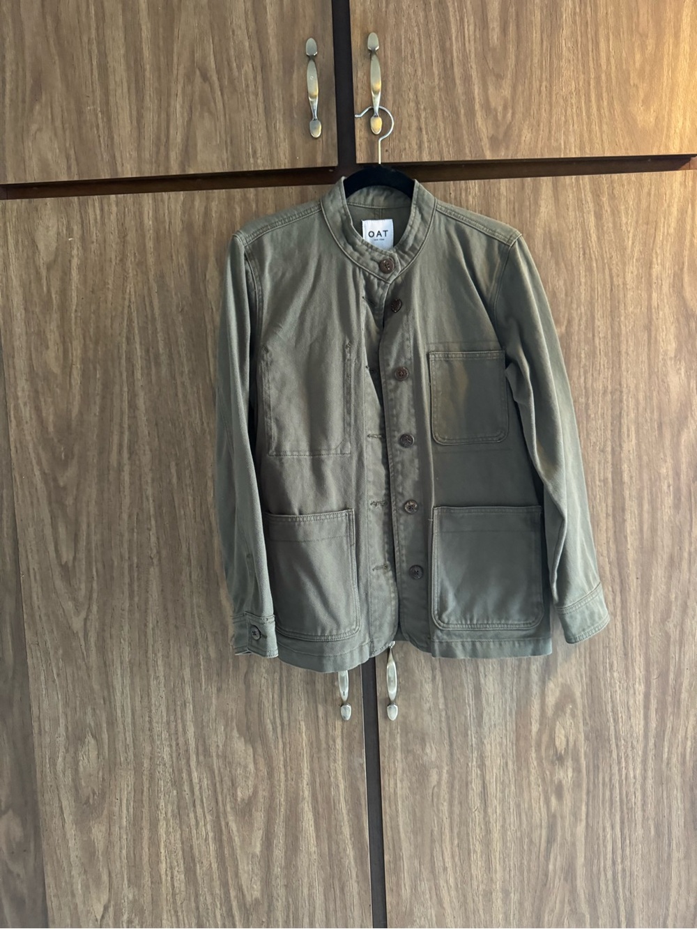 Oat New York Women’s Olive Utility Jacket With Mandarin Collar